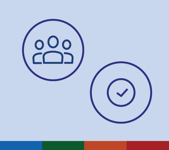 Icons of people and a tick representing successful recruitment.