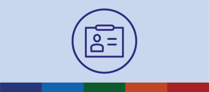 Icon of a staff ID badge representing a staff member in their role.